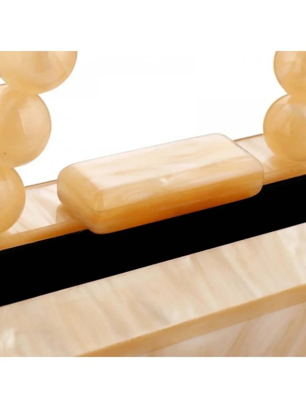 Chic Acrylic Evening Clutch Bag with Pearl Chain - Marbled Handbag for Weddings